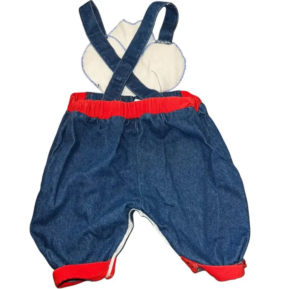 Vintage 80s western cowboy sheriff denim fringe overalls infant boys size 6-9mon